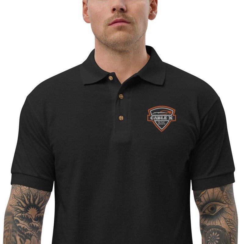 Men&#39;s Embroidered Polo Shirt - Cablex Car Audio Ltd., Color: Black, Size: S