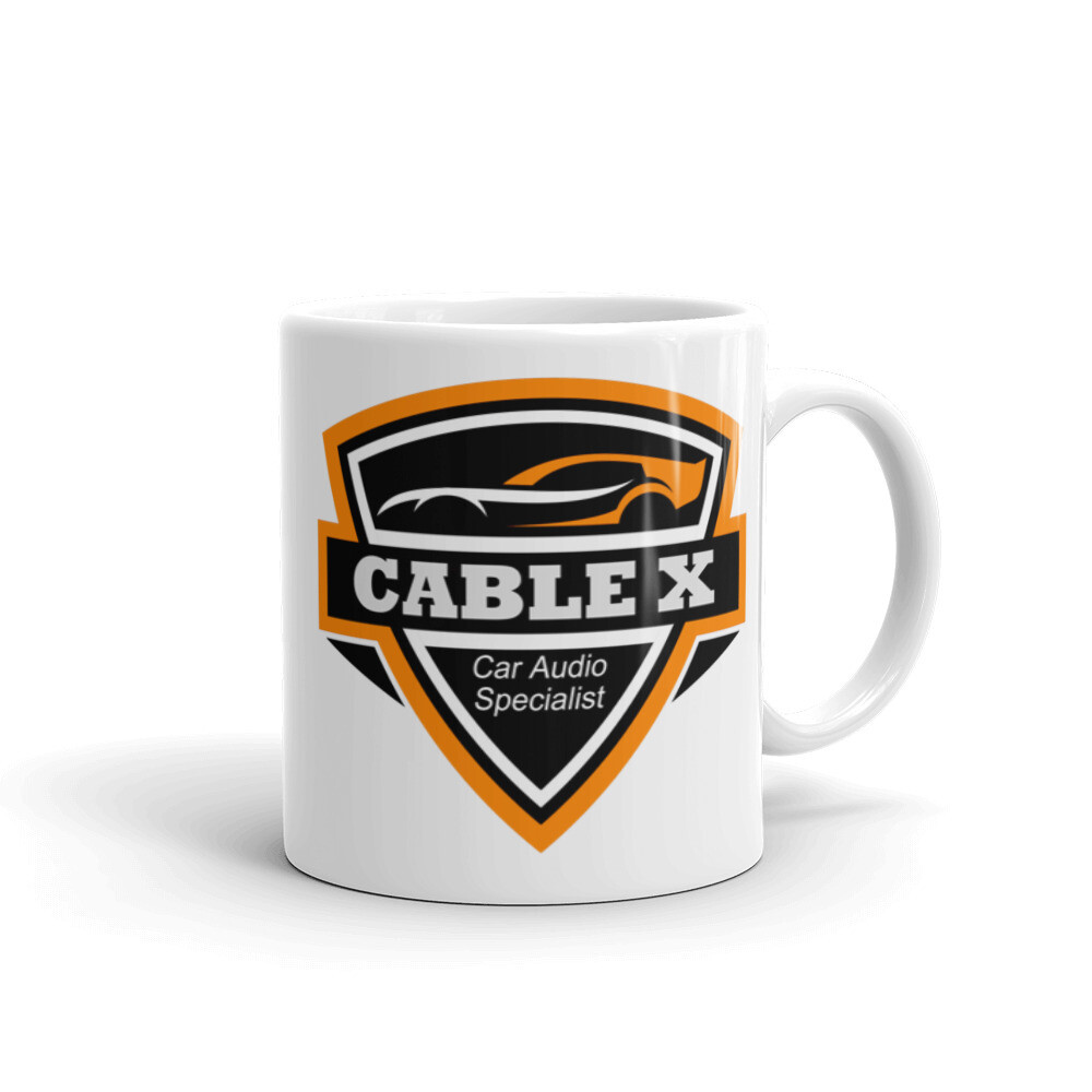 White glossy mug with Logo - Cablex Car Audio Ltd., Size: 11oz