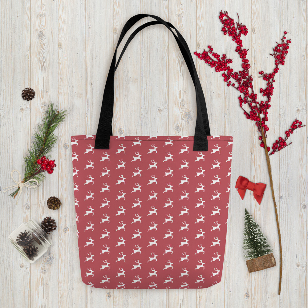 Tote bag - Christmas Reindeer Print, Color: Black