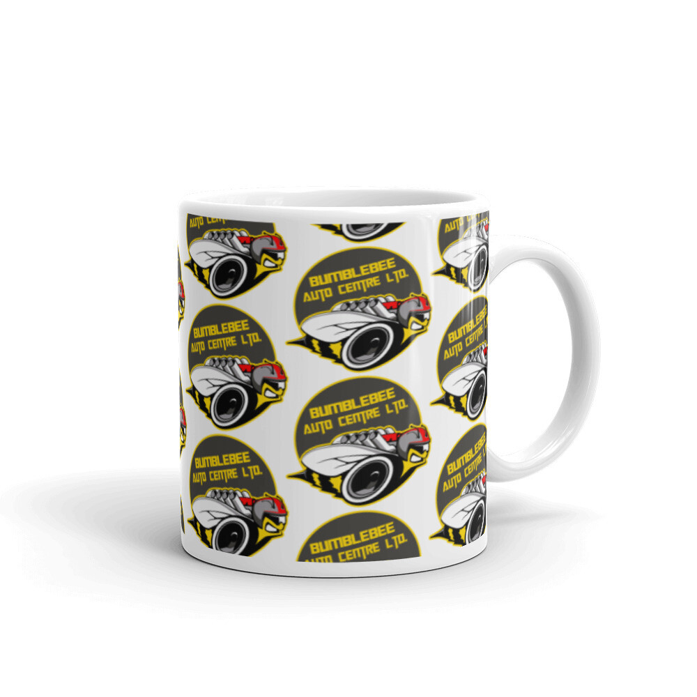 White glossy mug - Bumblebee Auto Centre, Size: 11oz