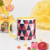 Mug with Color Inside - Pink Diamonds Print