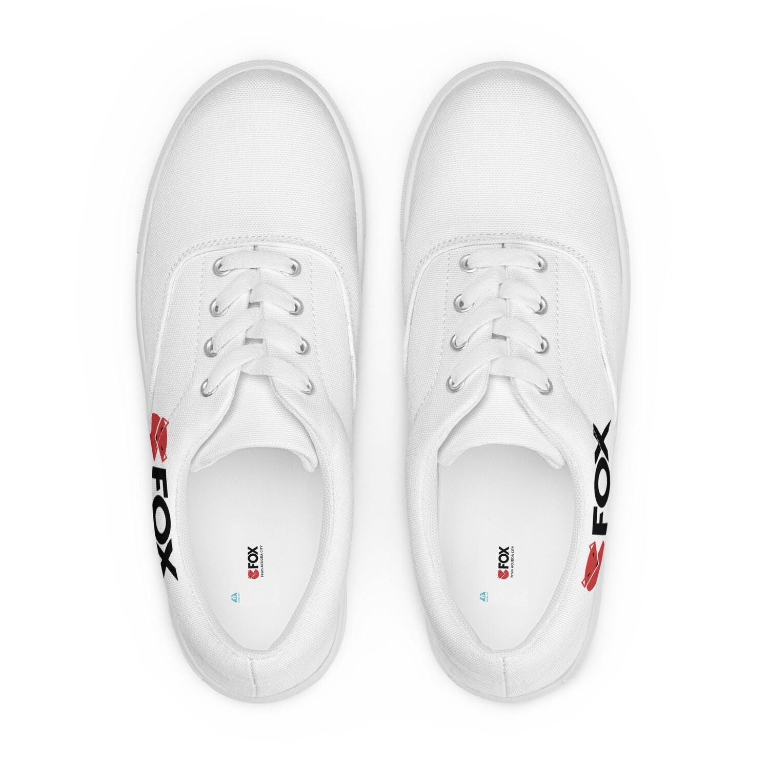 Men’s lace-up canvas shoes - FOX SOLO (White), Size: 5