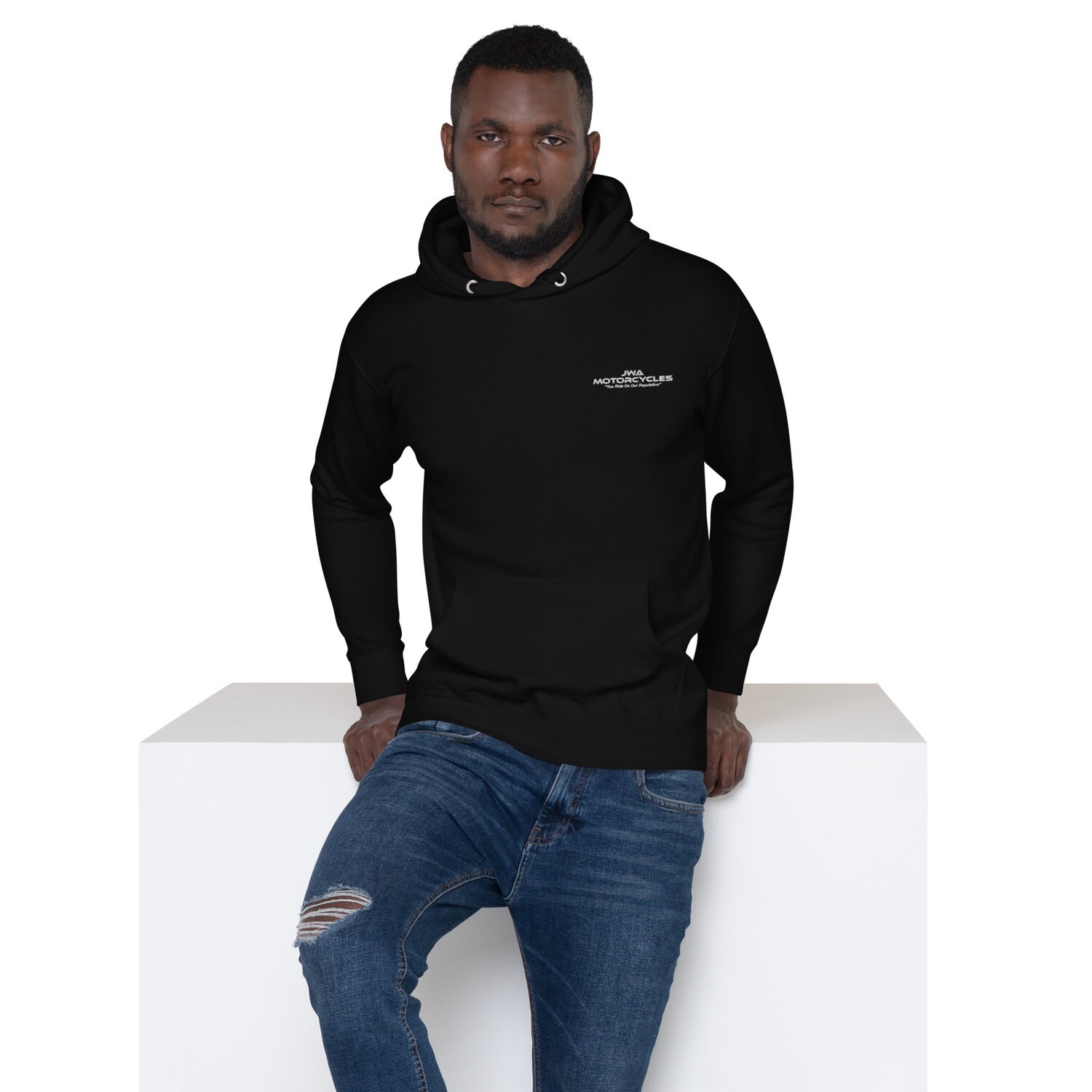 Embroidered Unisex Hoodie - JWA Motorcycles, Color: Black, Size: S