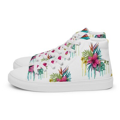 Women’s high top canvas shoes - Pink Flower Explosion, Size: 5