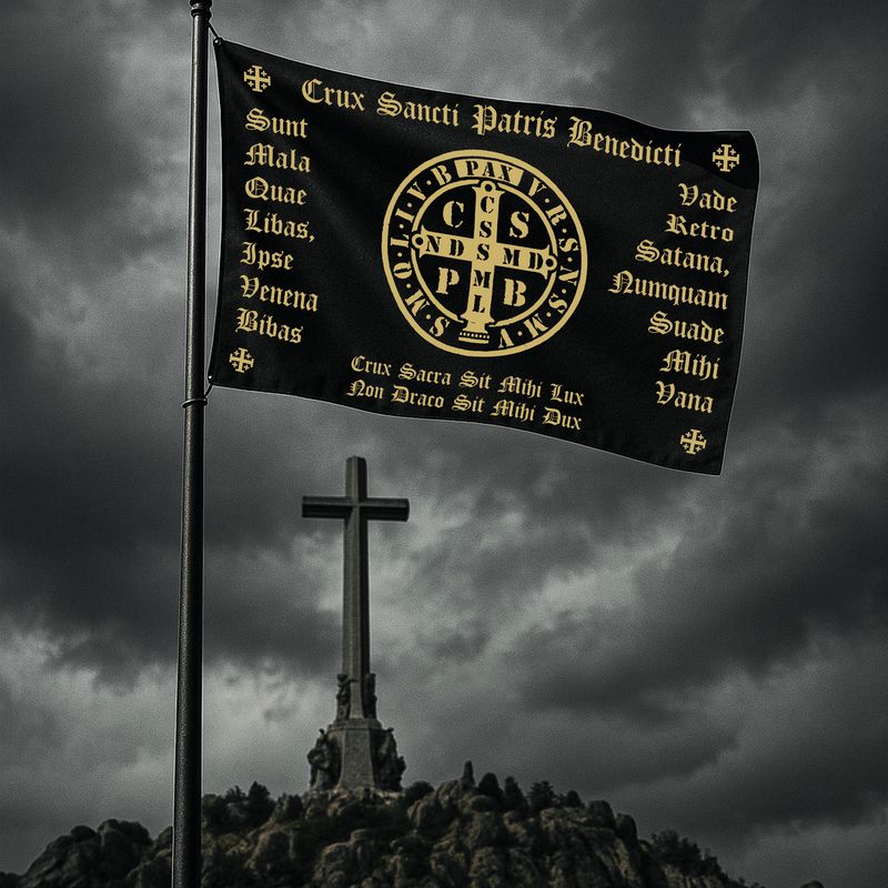 BANDERA &quot;CRUX SANCTI PATRIS BENEDICTI&quot;