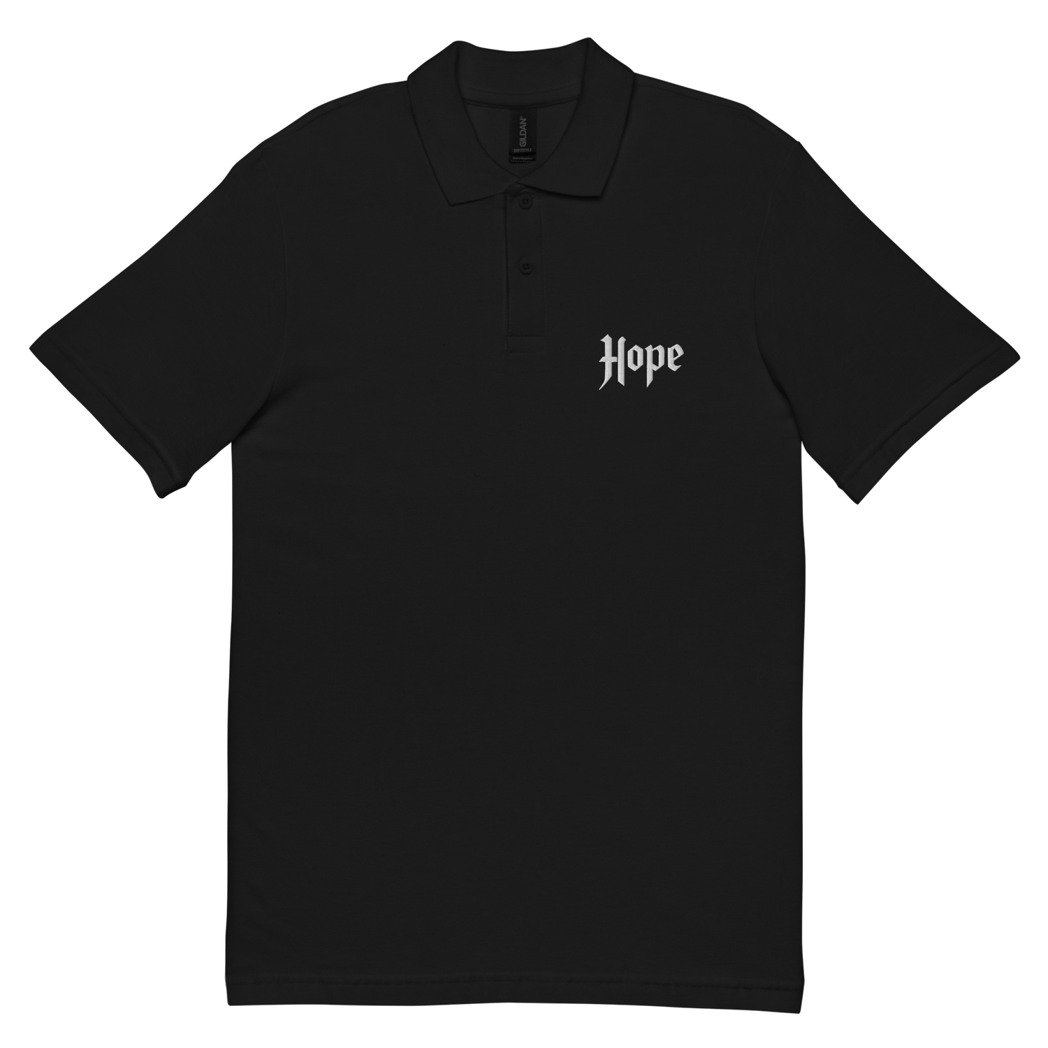 Black pique polo shirt "Hope"