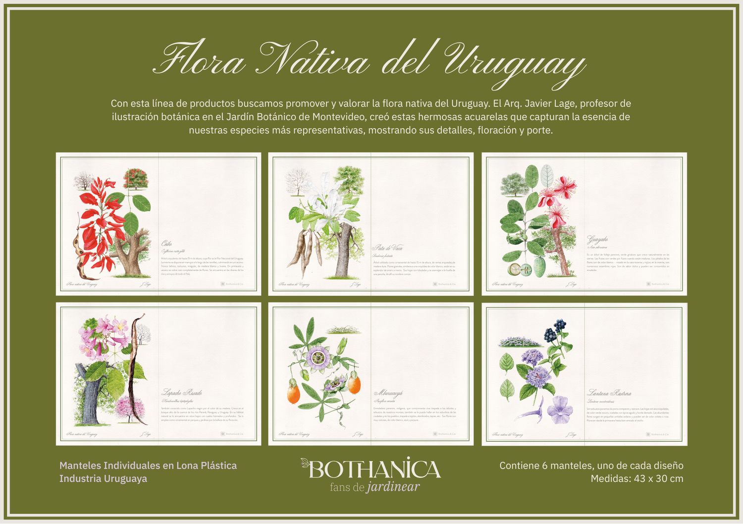 Individuales de Lona Plastificada - Flora Nativa del Uruguay