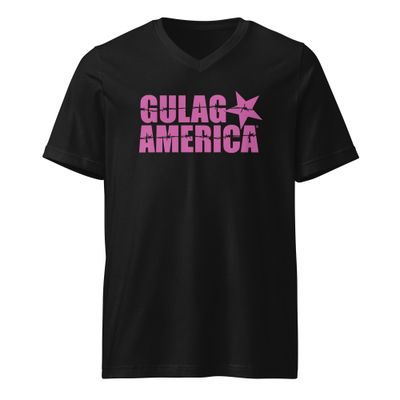 Gulag America Hot Pink Logo V-Neck