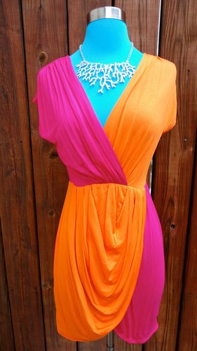 orange and fuchsia dress