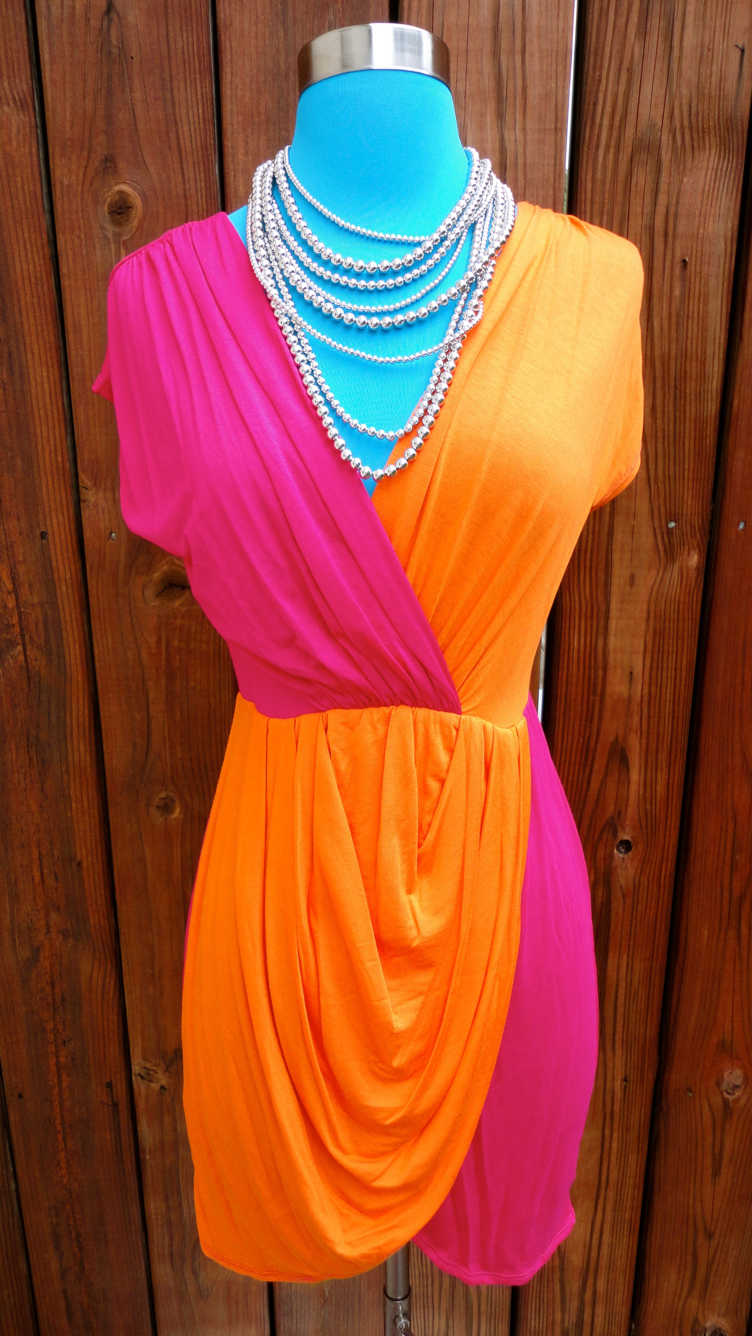 fuschia and orange dress
