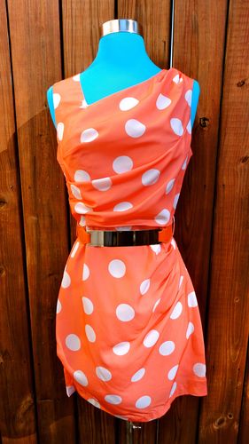Dreamsicle and White Polka Dot Dress with Orange Belt