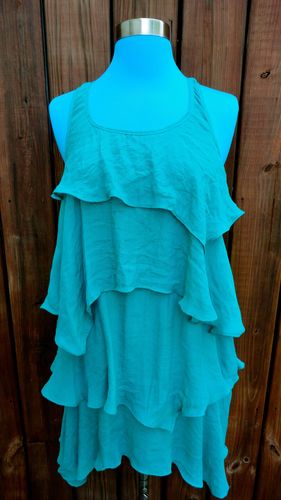 Jade Racerback Tunic/Dress with Tiered Ruffles and Bow Detail