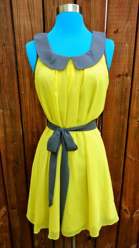 Citron and Grey Dress with Grey Belt