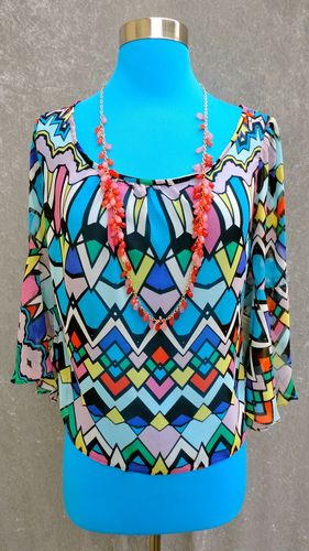 Multi Color 3/4 Length Sleeve Top