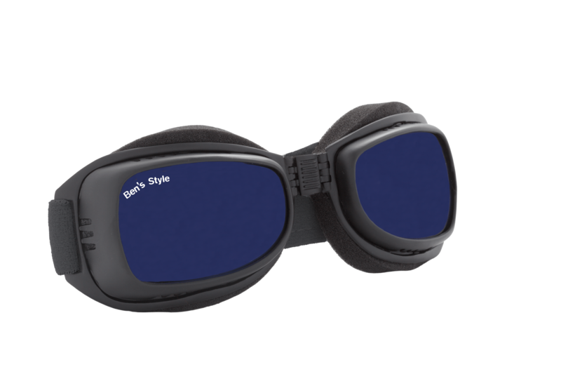 Cool II L -  Hundeschutzbrille Größe L   - Fassung: Schwarz, Gläser: Blau  Größe/Gesamtgewicht: Länge: 20 cm, Breite: 5,5 cm / 64 g