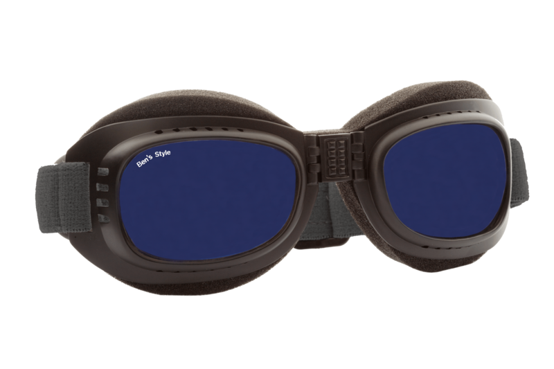 Cool II M -   Hundeschutzbrille Größe M  - Fassung: Schwarz, Gläser: Blau  Größe/Gesamtgewicht: Länge: 16,5 cm, Breite: 4,7 cm / 44 g