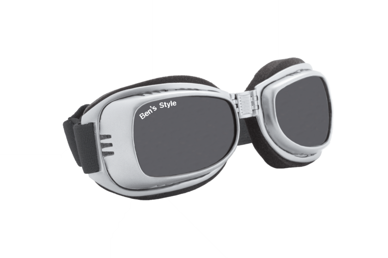 Hot I L -   Hundeschutzbrille Größe L   - Fassung: Chrom, Gläser: Grau Größe/Gesamtgewicht: Länge: 20 cm, Breite: 5,5 cm / 64 g