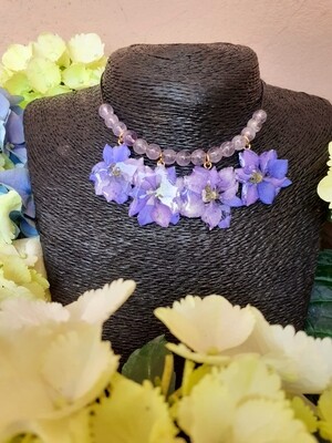 Collana iris viola variegato e ametista lavanda