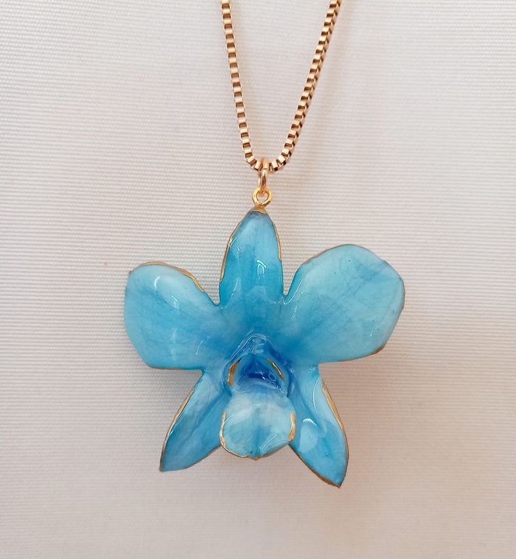 Ciondolo orchidea azzurra