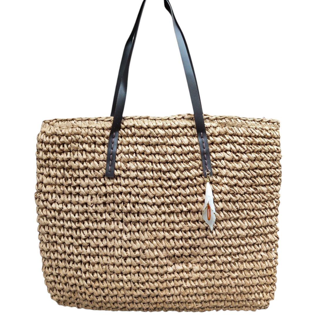 Borsa paglia marrone con calla bianca