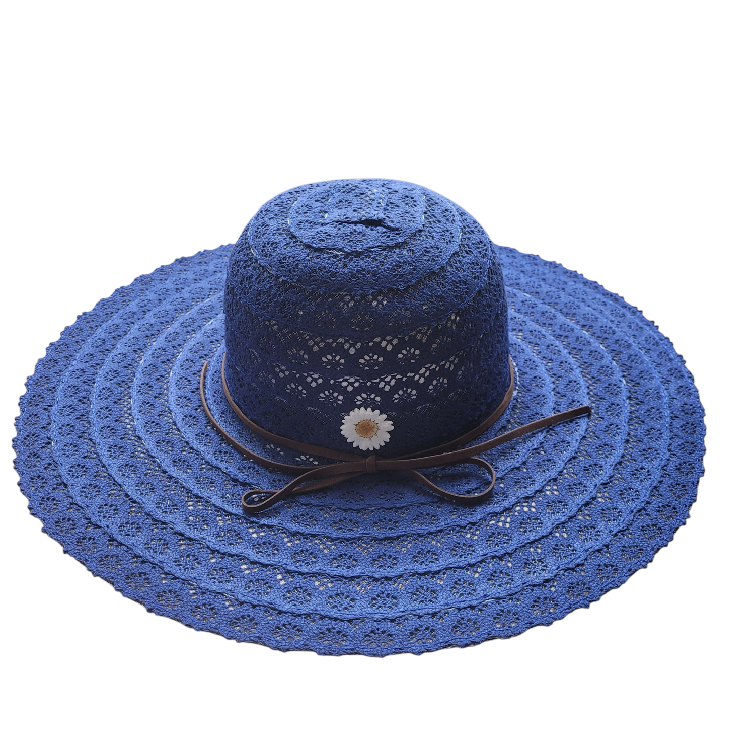 Cappello carta larga tesa blu