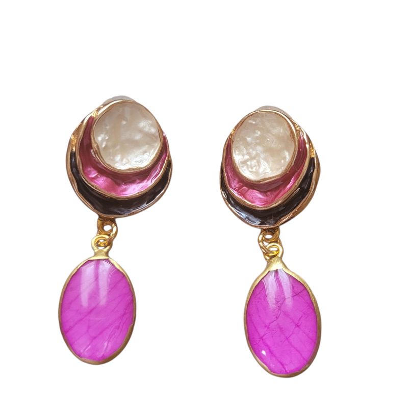 Bottone tricolor con petalo rosa fucsia