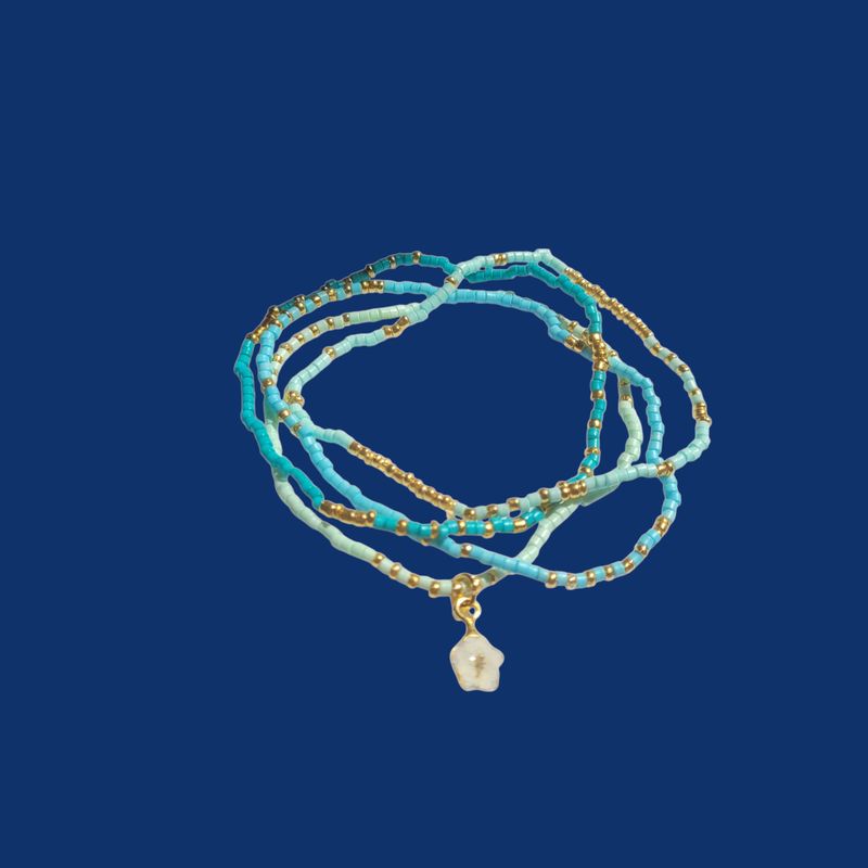 Bracciale perline e Nontiscordardime bianco
