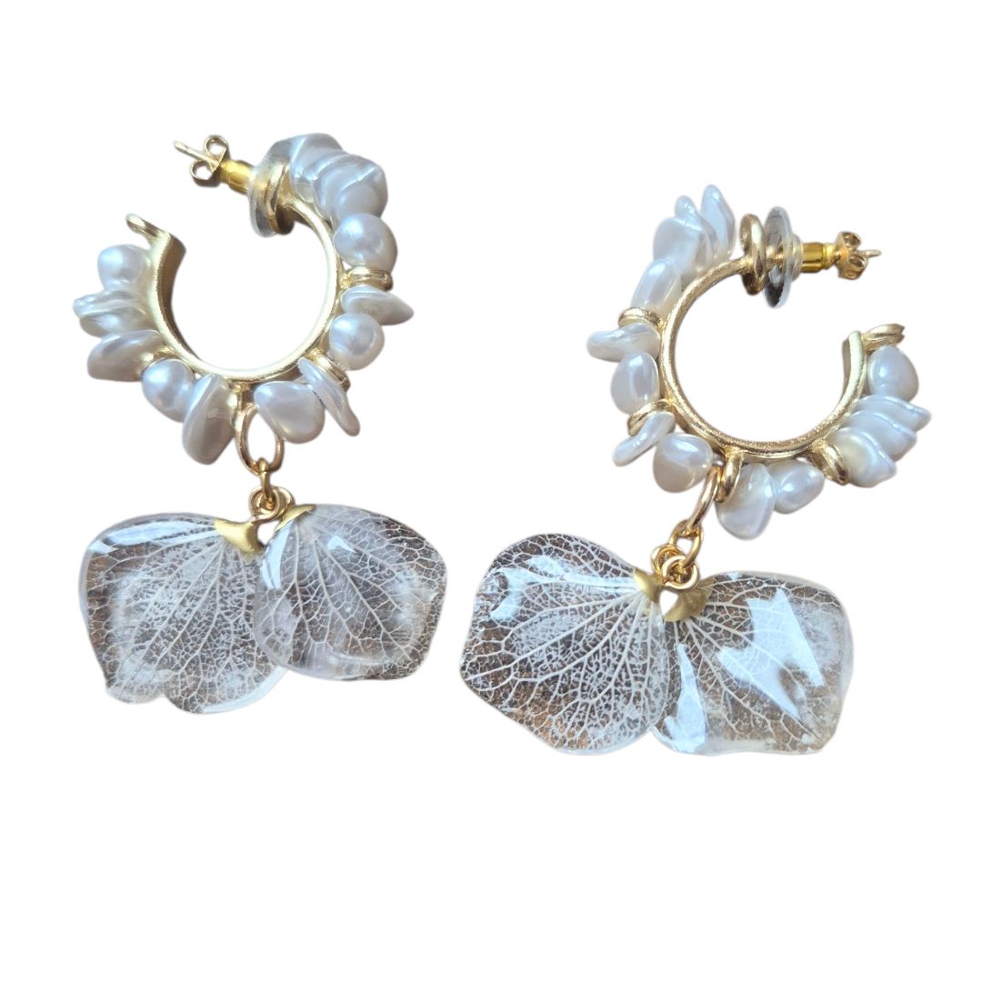 Ortensie trasparenti e cerchi madreperlati