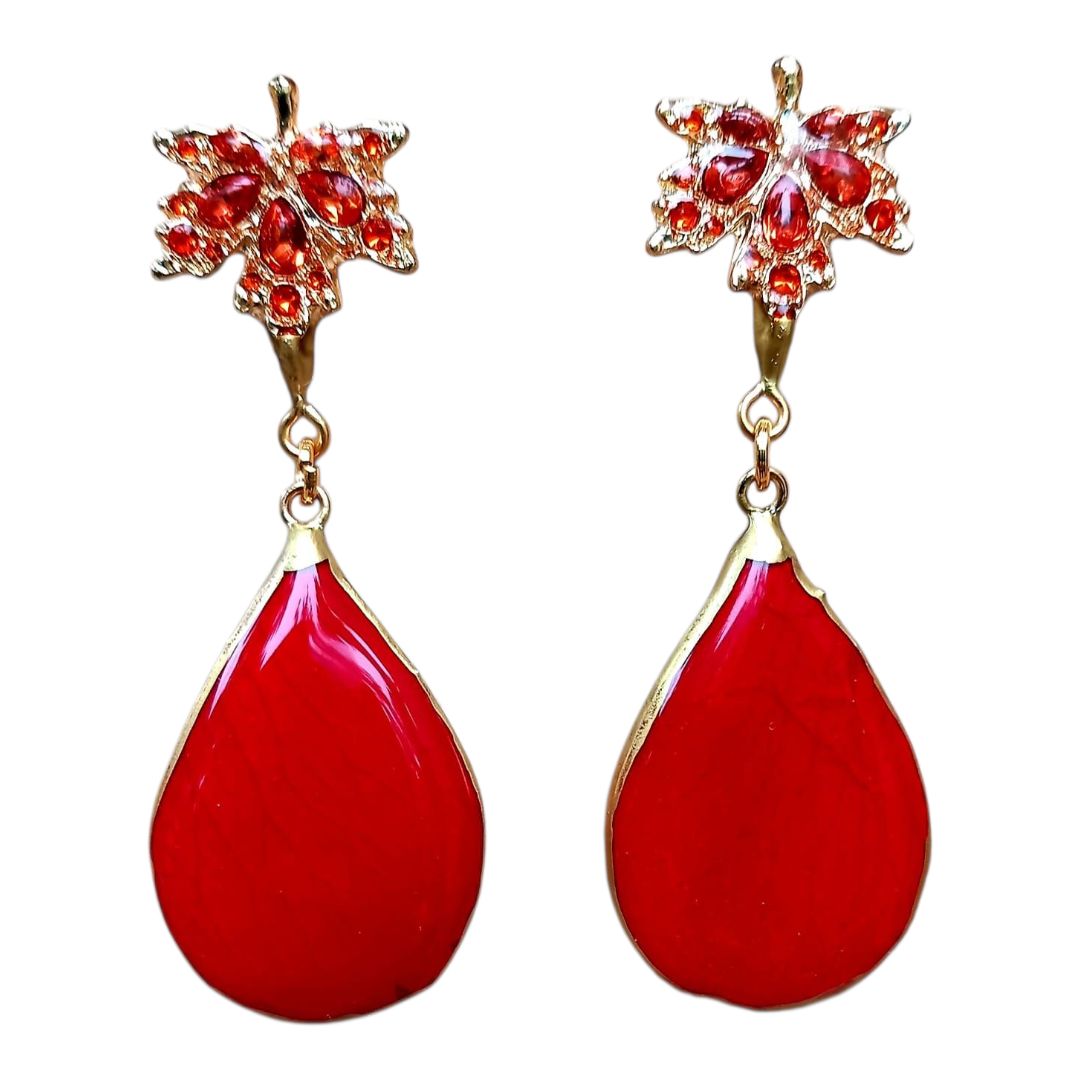 Petalino rosa rossa con montatura brillantini