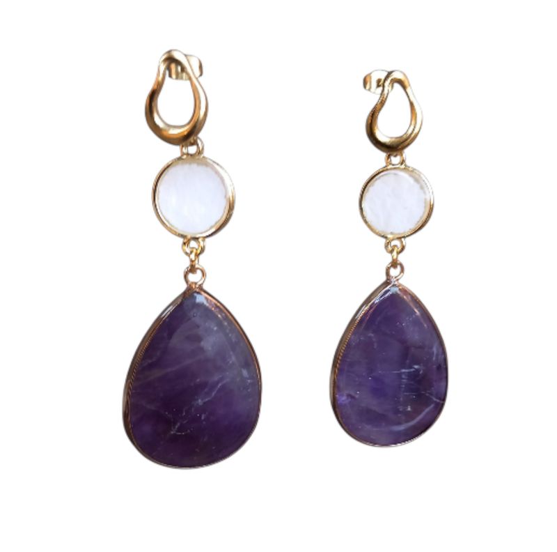 Ametista con cerchietto rosa bianca