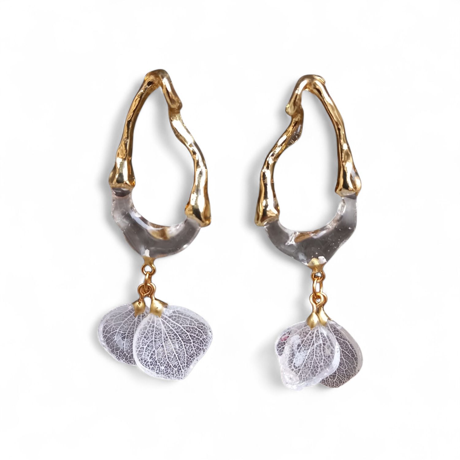 Ortensie trasparenti e montatura ghiaccio e oro