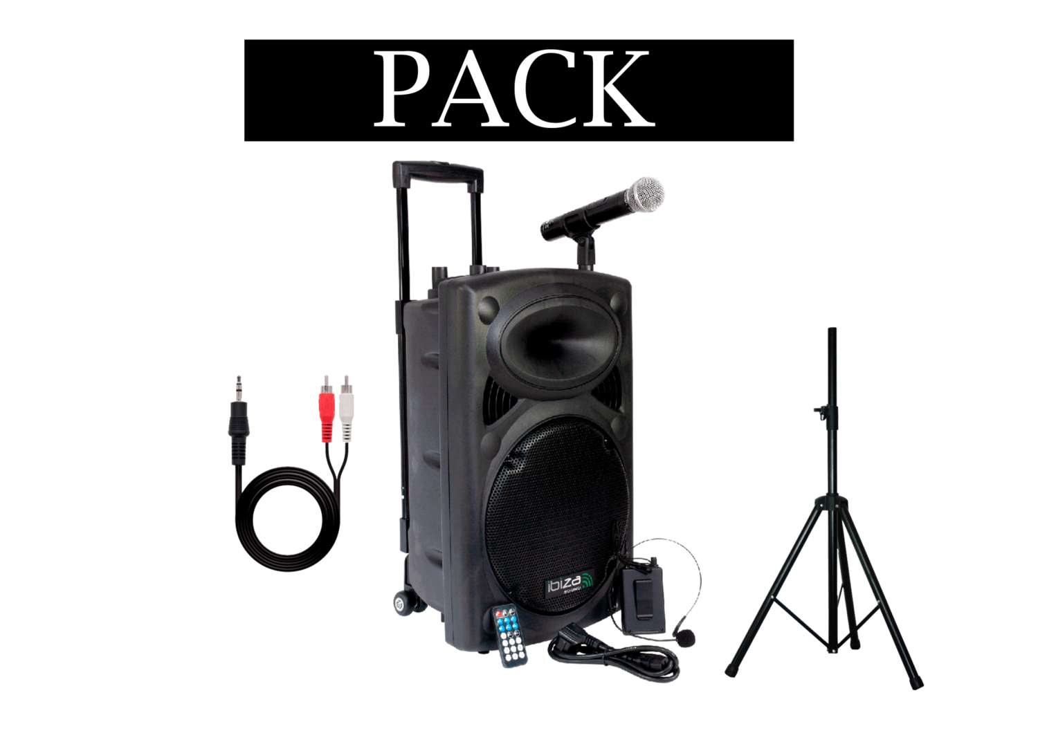 PACK PORT15UHF-BT + SOPORTE + FUNDA + CABLE MINI JACK RCA