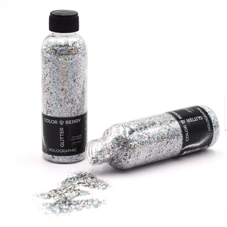 COLORBERRY GLITTER HOLOGRAPHIC SILVER CHUNKY 90g