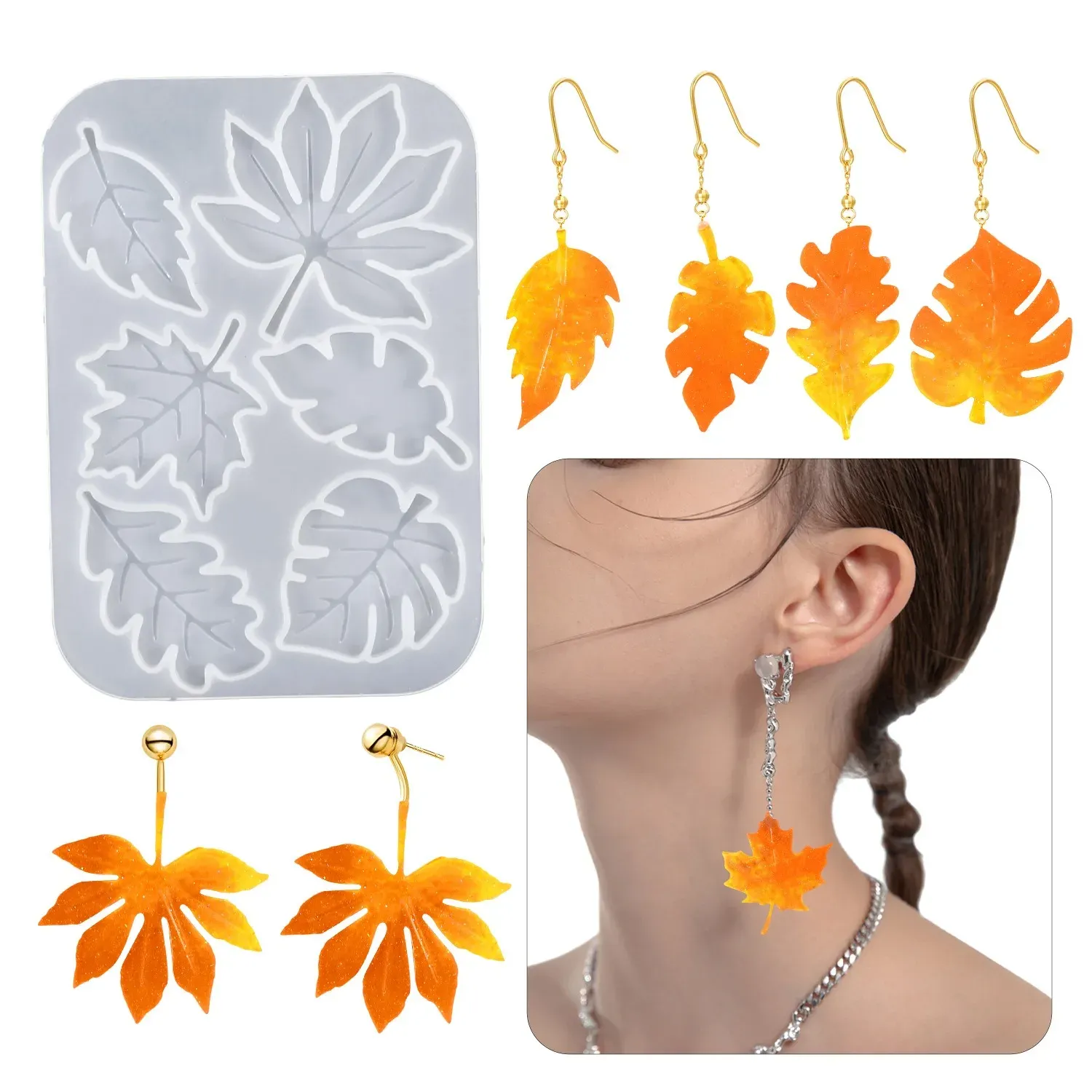 Silikonimuotti korvakoru Season Leaf Drop