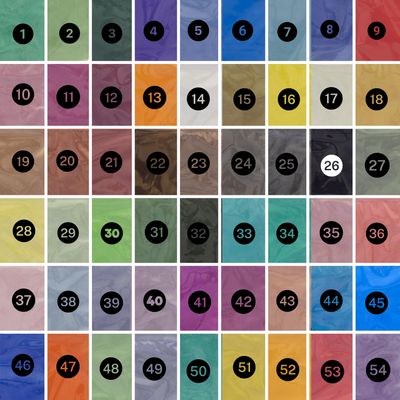 EMALIA Mica Pigments 54 väriä - värikartta - EMALIA.FI