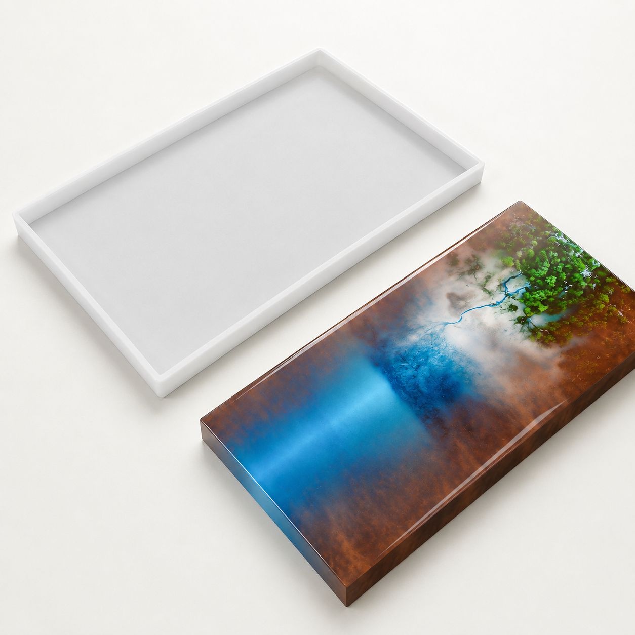 SQUARE MOLD – Iso suorakulmainen silikonimuotti – pöytälevy 57,8 × 30,2 × 3,5 cm