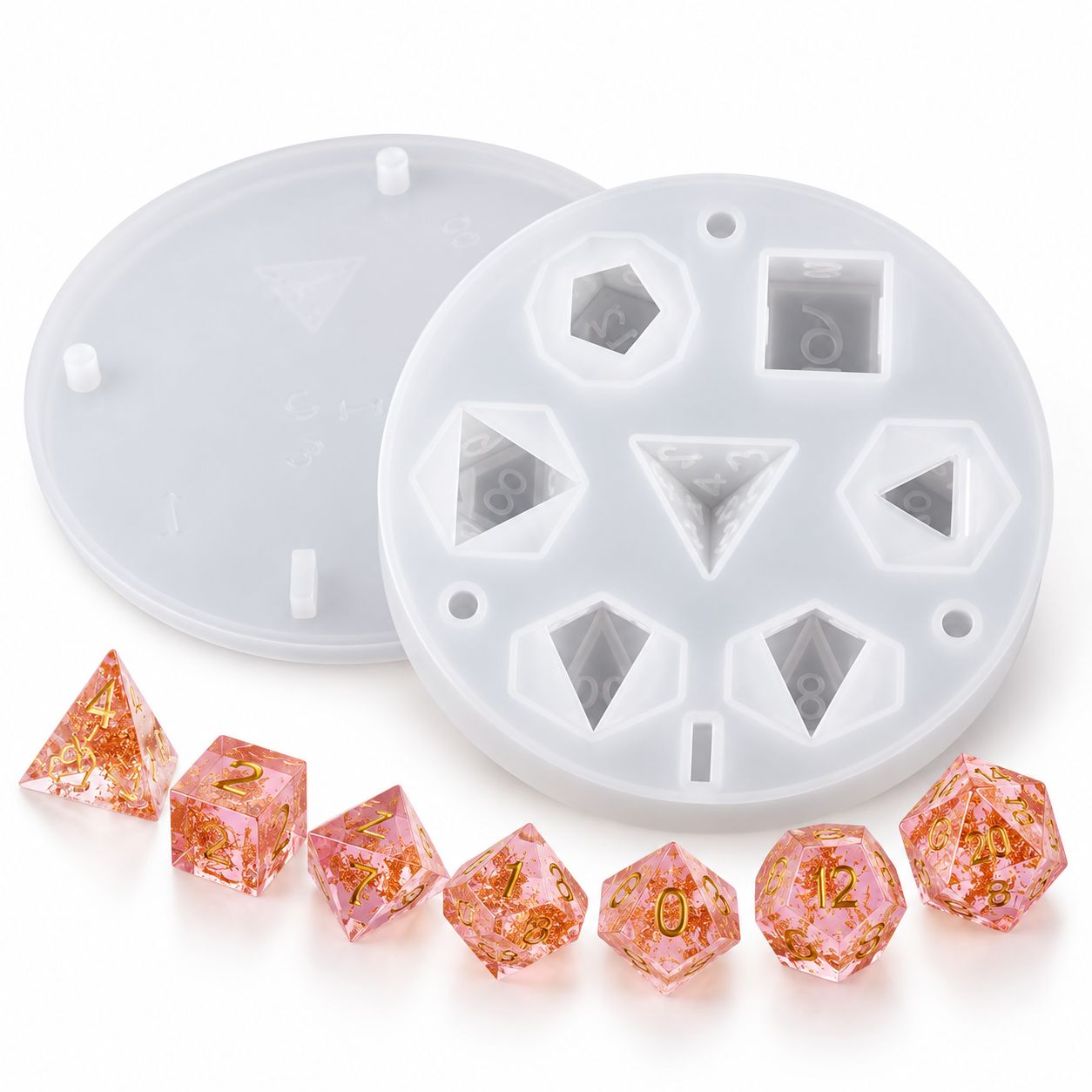 RPG DICE MOLD – Noppasetti silikonimuotti, 7 noppaa