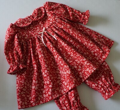 READY TO SHIP Size 12 Month Simply Sweet Baby Dress &amp; Pantelettes | Red Floral Flannel
