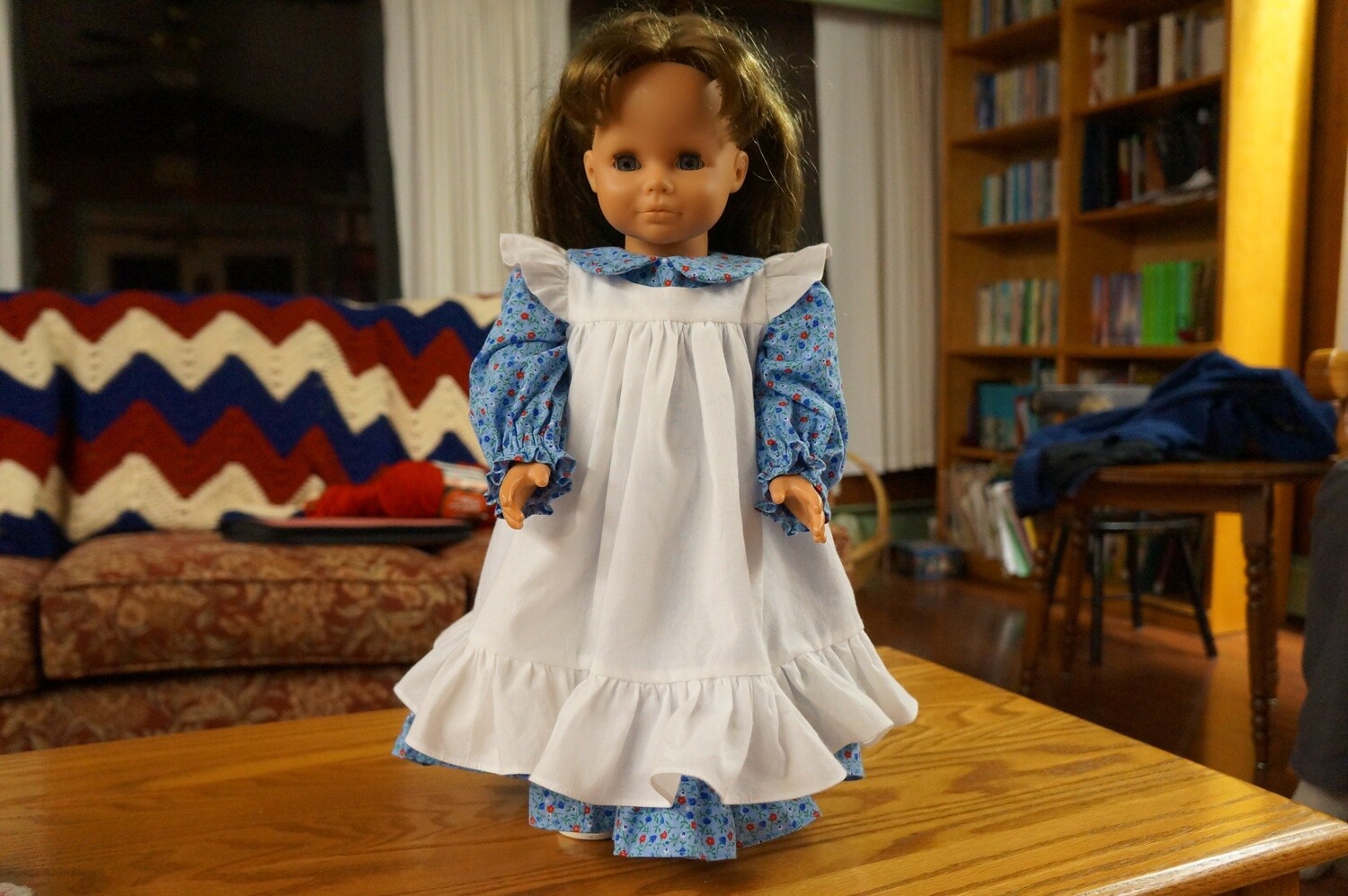 Ruffles Dress &amp; Pinafore for 18&quot; Doll | Optional Bonnet