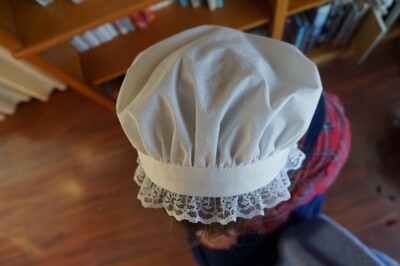 Womens&#39; Gathered Lace Cotton Dormeuse Cap
