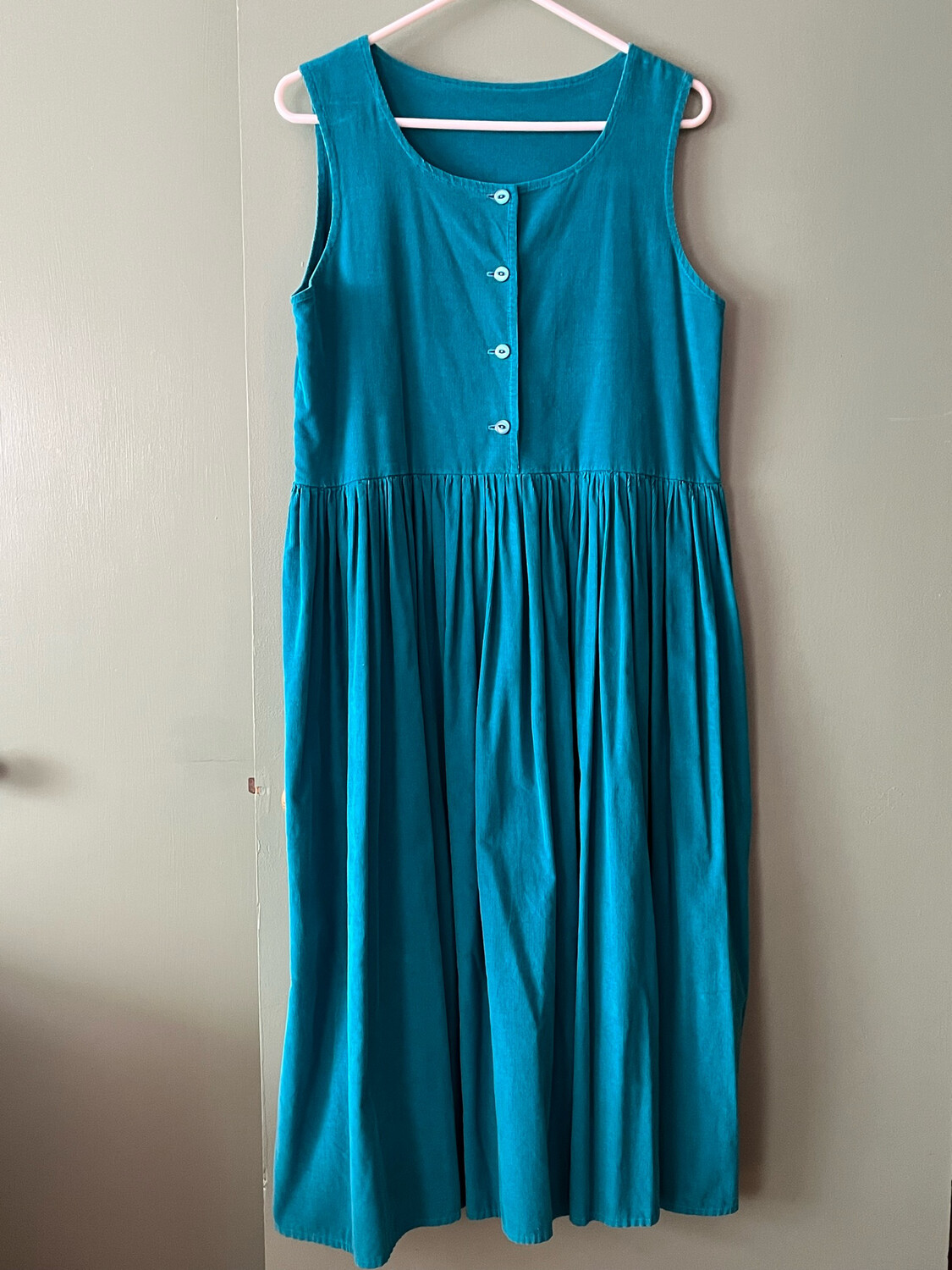 LIGHTLY USED Women&#39;s Corduroy Pinafore Dress | Turquoise