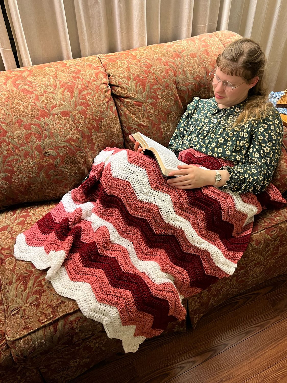 READY TO SHIP Shaded Ripple Lapghan | Strawberry Fields