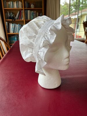 READY TO SHIP White On White Floral Women’s Dormeuse Cap