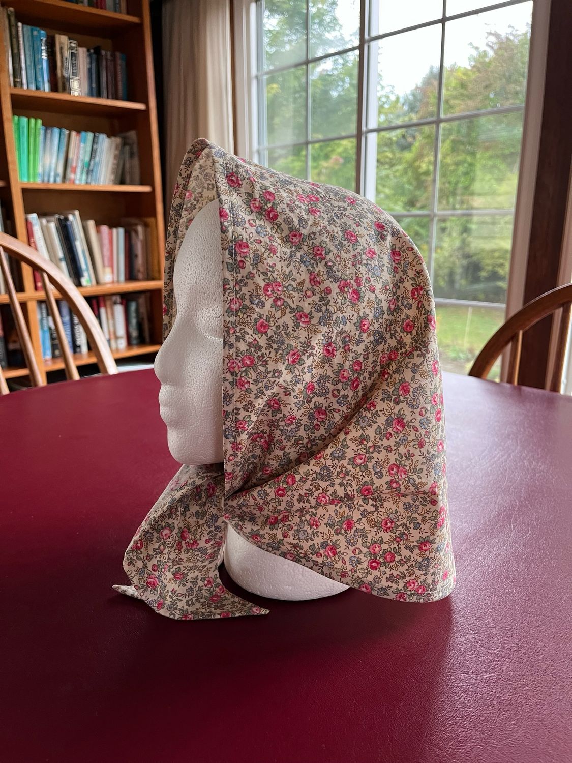 Ready To Ship Women's Triangular Scarf, Cream Floral