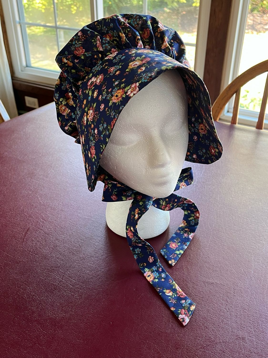 Girls Ready To Ship Bonnet Navy Floral Size 5-8