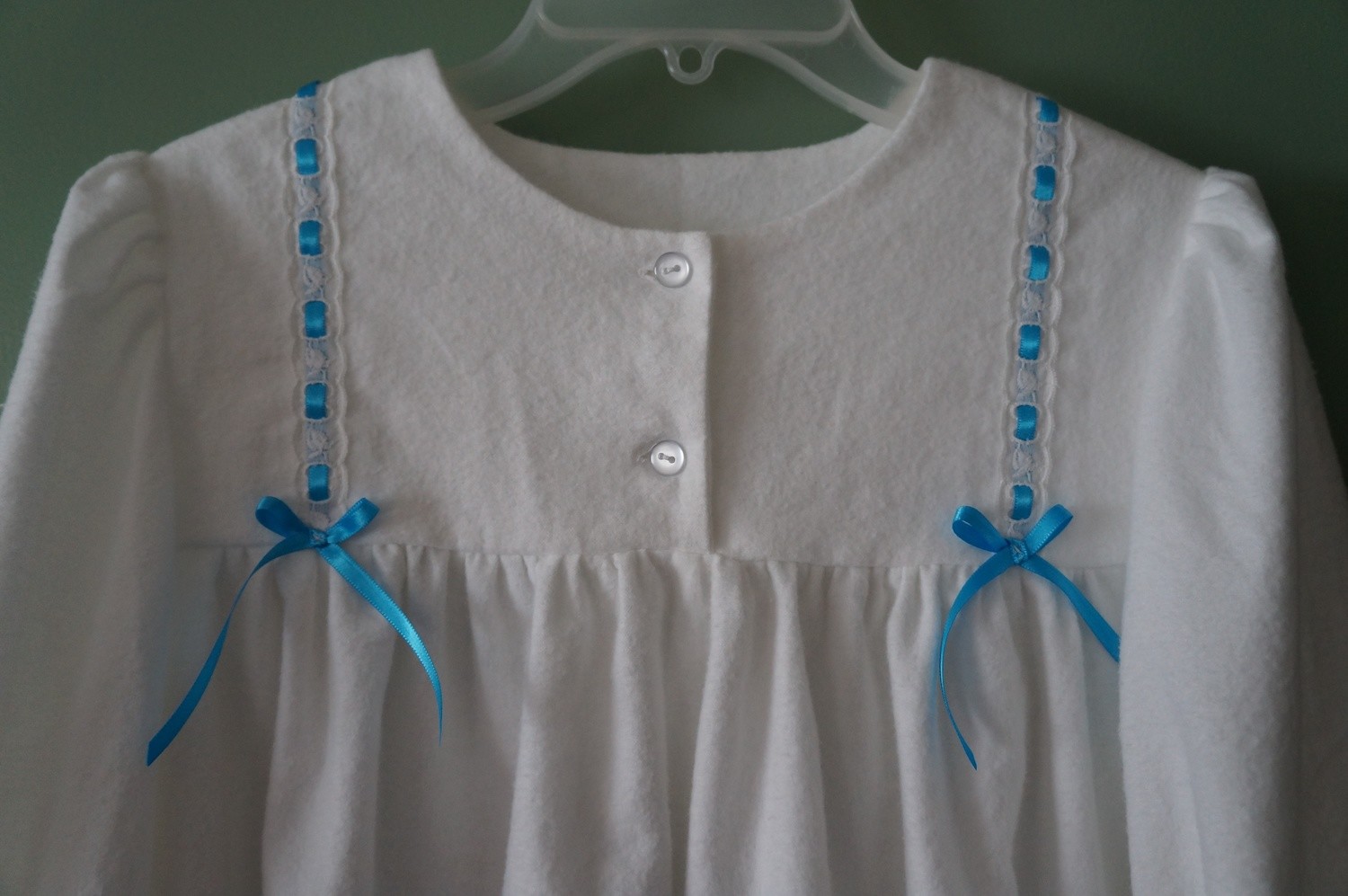 Ruffly Ribbons ~ 100% Cotton Button Front Gown For Girls