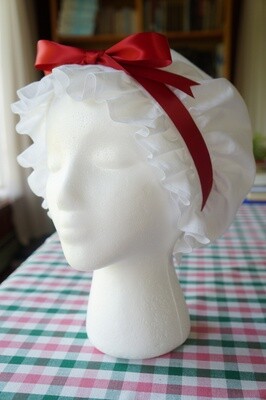 Womens' Linen Ruffled Dormeuse Cap