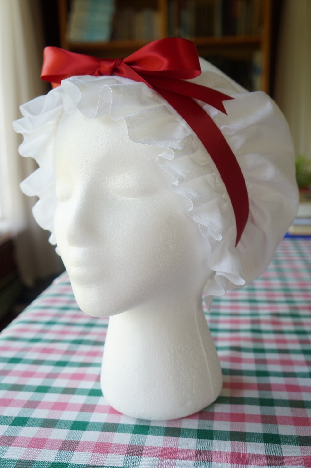 Womens' Linen Ruffled Dormeuse Cap