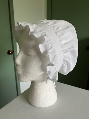 Womens' Cotton Ruffled Dormeuse Cap