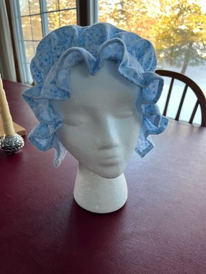 READY TO SHIP Blue Stars Flannel Womens' Dormeuse Cap